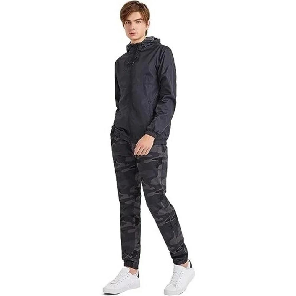 DINOGREY Mens Waterproof Windbreaker Rain Jacket Lightweight Hooded Raincoat (S)